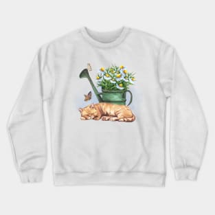 Watercolor Outdoor Sleeping Cat Crewneck Sweatshirt